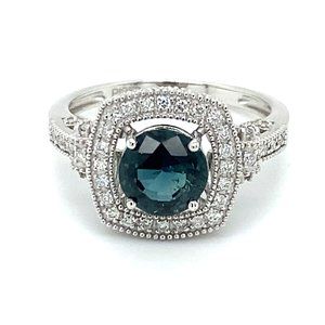 Certified Blue Sapphire 2.05ct Diamonds Platinum R